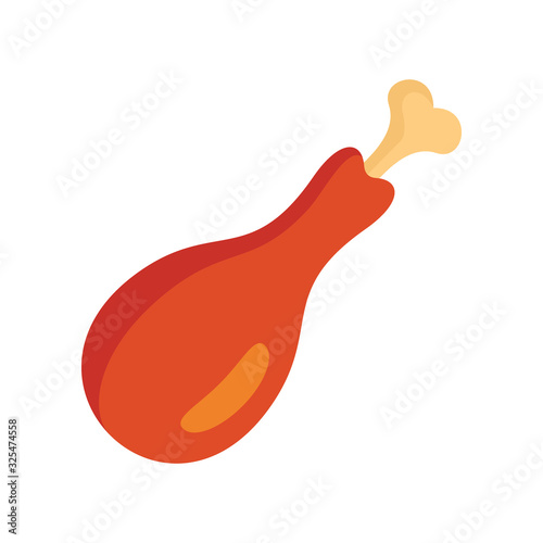 Chicken leg flat icon. Vector Chicken leg in flat style isolated on white background. Element for web, game and food meat advertising
