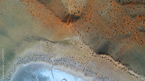 Obraz na plátne aerial view of a race track on a saltpan in the Kalahari of south africa
