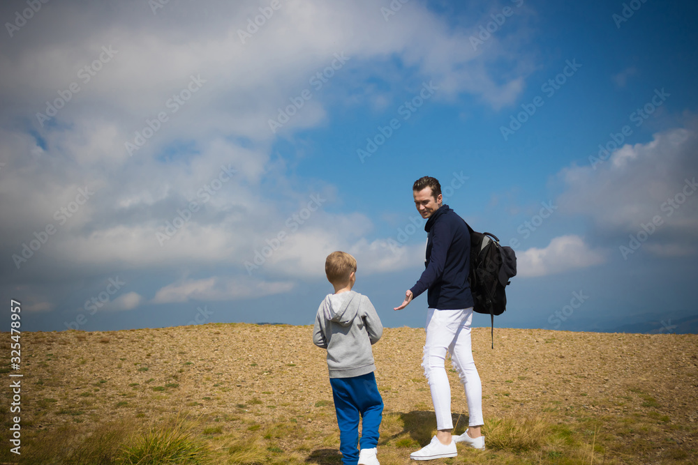 Father and son spending a day out in nature.