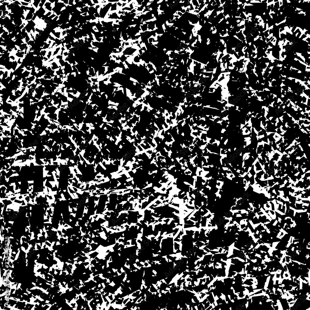 Black and white grunge texture. Chaotic monochrome background. Abstract vector surface
