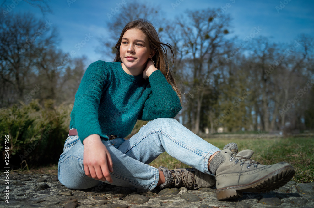 cute teenager girl in the park