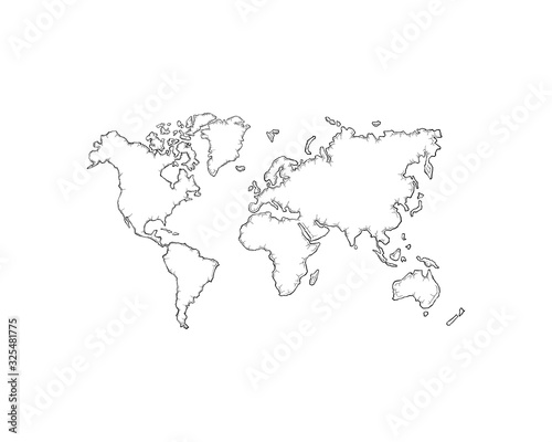 Fototapeta Naklejka Na Ścianę i Meble -  Hand drawn world map