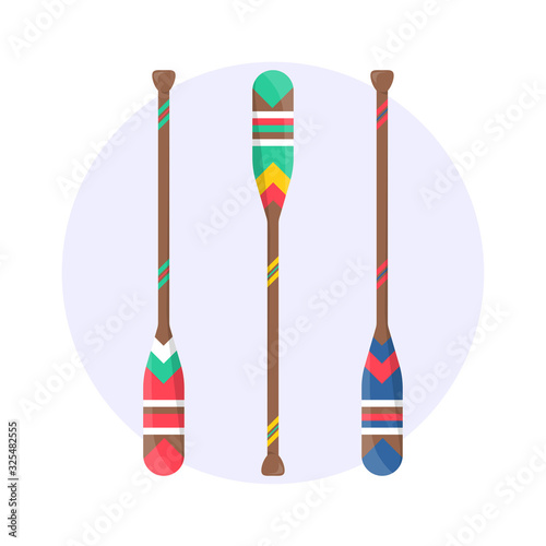 Set of cute oar paddle boat in cartoon