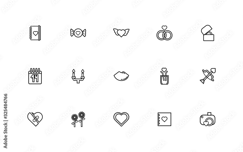 bundle of valentines day line style set icons bundle of valentines day line style set icons