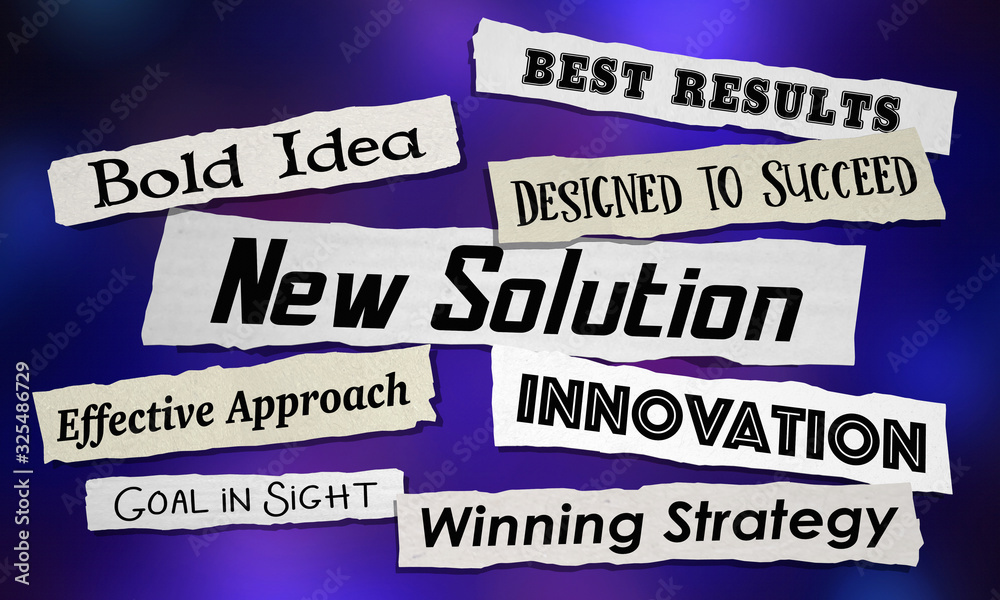 Fototapeta premium New Solution Headlines Announcement Problem Solved 3d Illustration