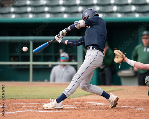 Obraz na płótnie Young Baseball Player competing in a baseball game