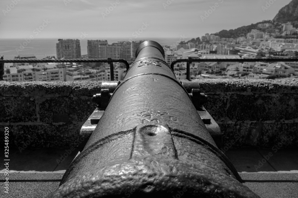 Old canon barrel pointing at Monaco Old canon barrel pointing at Monaco