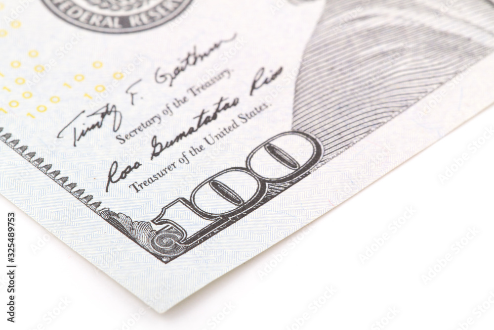 Fototapeta premium Macro close up of the US dollar bill.