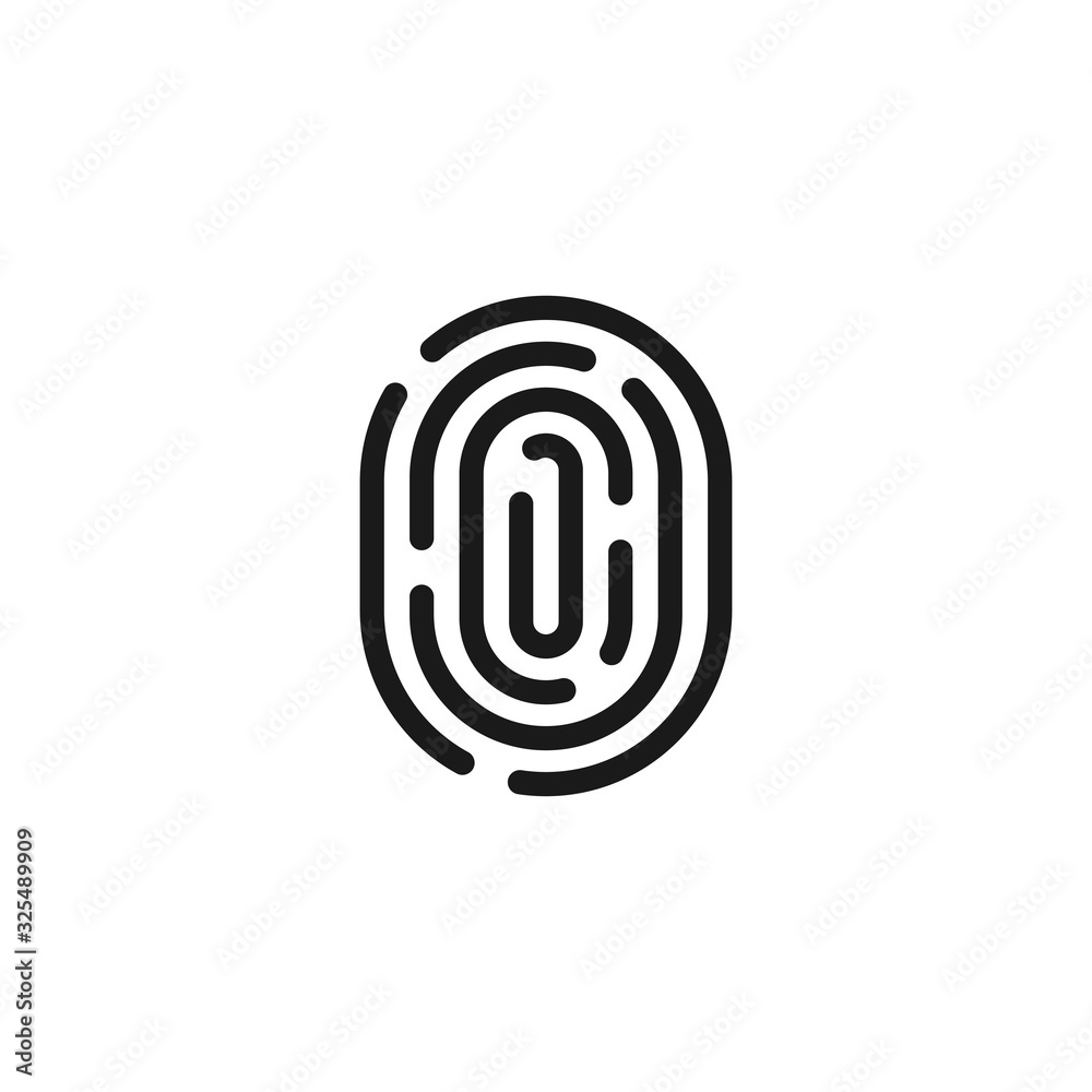 Fingerprint simple black isolated vector icon. Biometric identification symbol. Fingerprint simple black isolated vector icon. Biometric identification symbol.
