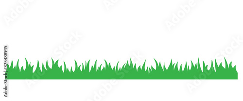 Green grass simple cartoon illustration. Summer or spring grass horizontal foliage.