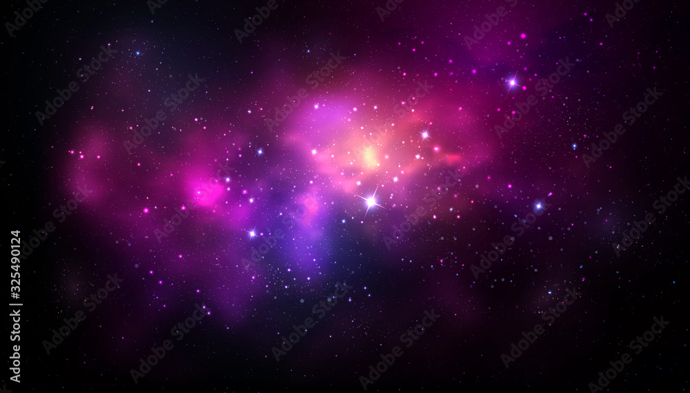Vector cosmic illustration. Colorful space background with stars
