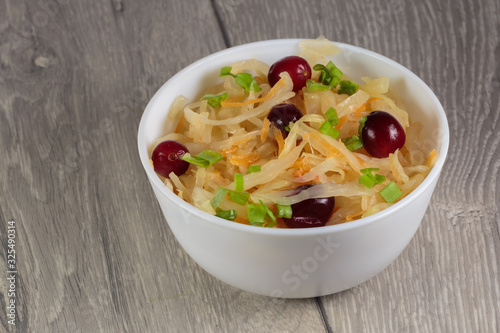 Sauerkraut is a Russian national snack. The concept of healthy eating. Vegan food.