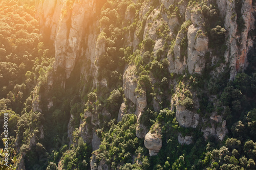 Scenic view over the valley from Montserrat Monastery in Montserrat National park  Spain