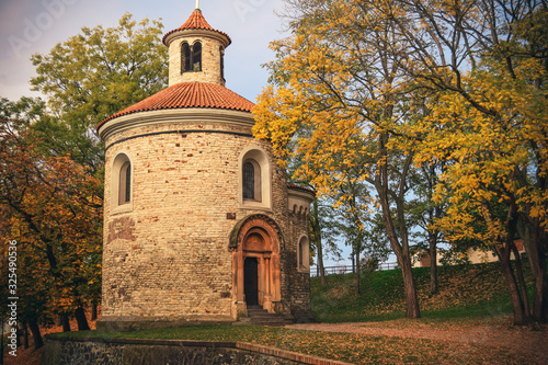 Rotunda of St. Martin in autumn V, Vysehrad, Prague, Czech Republic photo