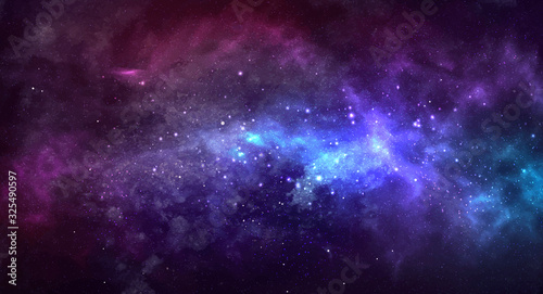 Vector cosmic illustration. Colorful space background with stars photo