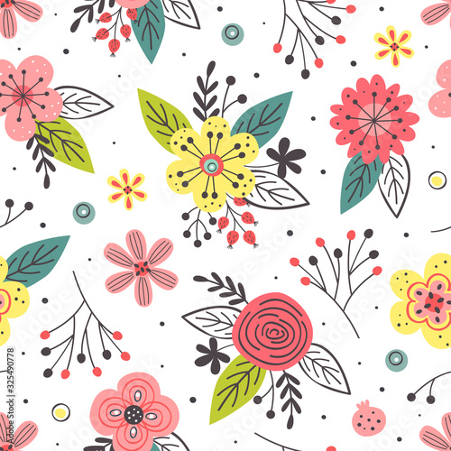 floral seamless pattern on white background  - vector illustration, eps    