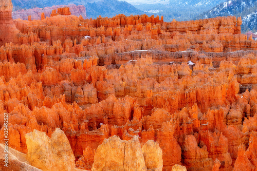 Warm colors of the red rocks in Bryce Canyon Utah