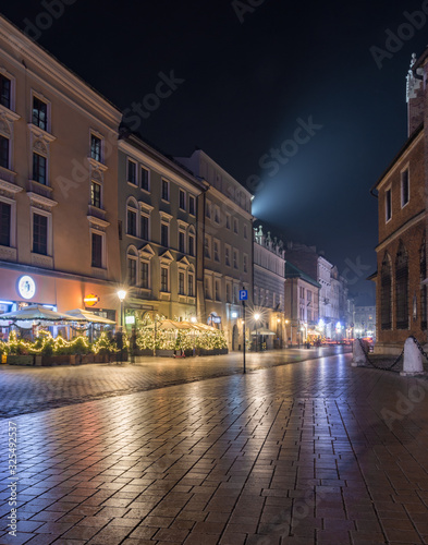 Krakow  Poland  Mikolajska street and old houses illuminated in the night