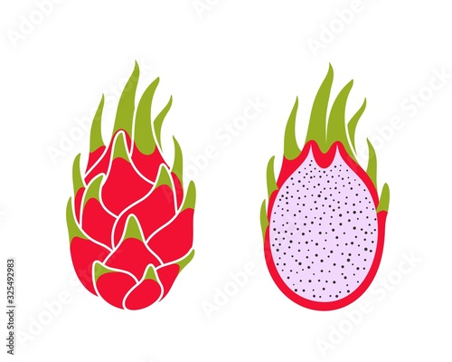 Dragon fruit logo. Isolated dragon fruit on white background