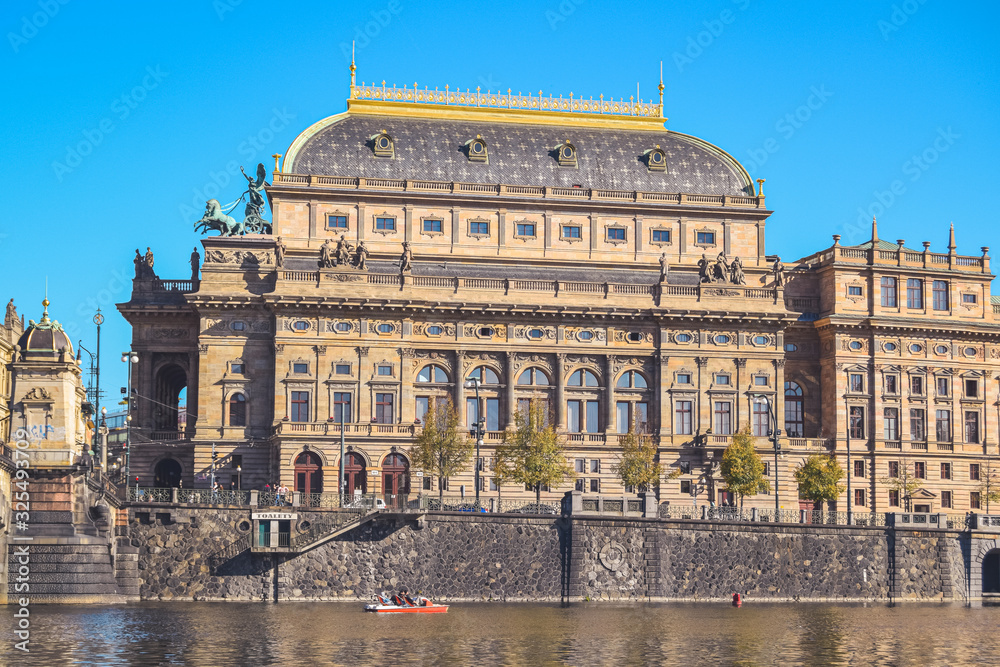 View of National Theater in Prague in autumn, Czech Republic