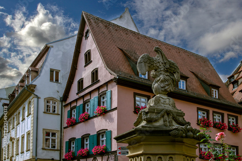  BAMBERG. GERMANY.On  september 14 2019. Bamberg Statue  on the background аacade of medieval house. Attraction of Bamberg.  Europe. European travel. photo