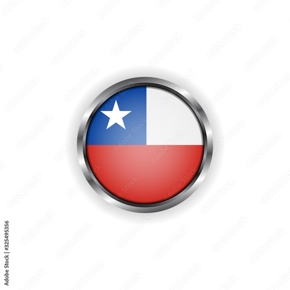 Abstract button with stylish metallic frame. Chile flag vector illustration Abstract button with stylish metallic frame. Chile flag vector illustration