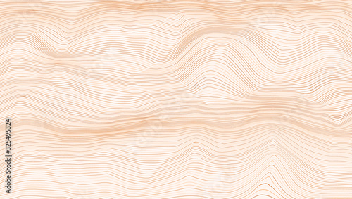 Wavy brown parallel lines. Wave effect, 3D, convexity. Vector illustration background.