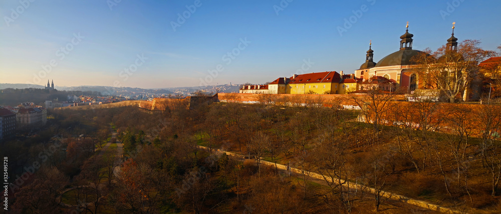 Wide view to the park and museum of czech police, Prague, Czech republic Wide view to the park and museum of czech police, Prague, Czech republic