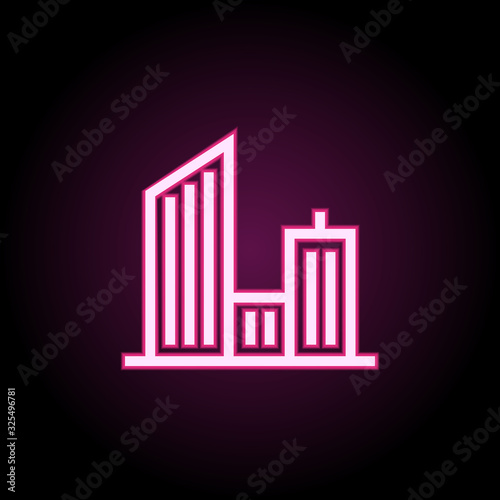 Building neon icon. Simple thin line  outline vector of building icons for ui and ux  website or mobile application