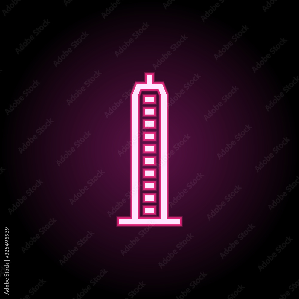 Skyscraper, building neon icon. Simple thin line, outline vector of building icons for ui and ux, website or mobile application Skyscraper, building neon icon. Simple thin line, outline vector of building icons for ui and ux, website or mobile application