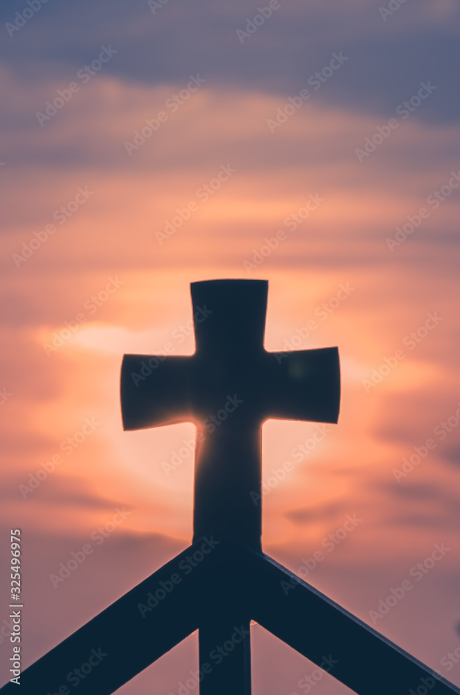 christian cross at the sunset christian cross at the sunset