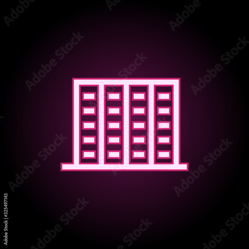 Building neon icon. Simple thin line, outline vector of building icons for ui and ux, website or mobile application