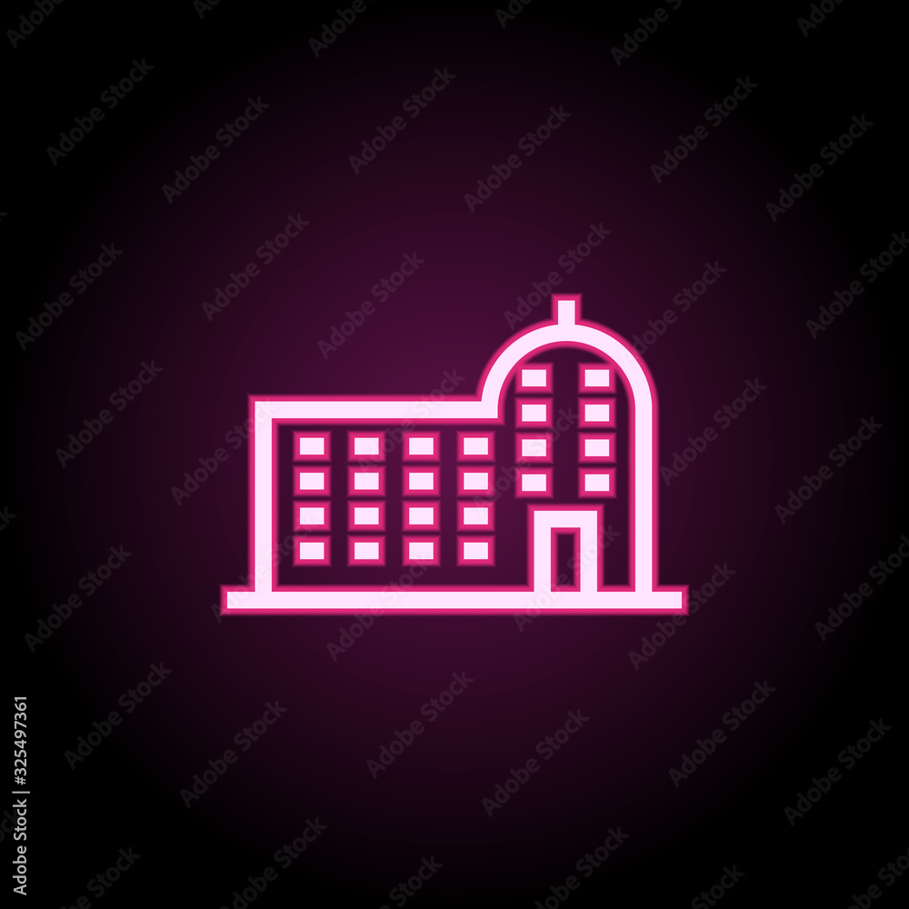 Building neon icon. Simple thin line, outline vector of building icons for ui and ux, website or mobile application