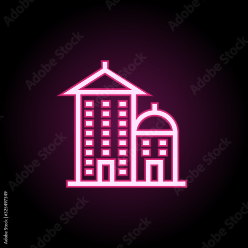 Building neon icon. Simple thin line, outline vector of building icons for ui and ux, website or mobile application