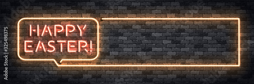 Vector realistic isolated neon sign of Easter flyer logo for template decoration and covering on the wall background. Concept of Happy Easter celebration.