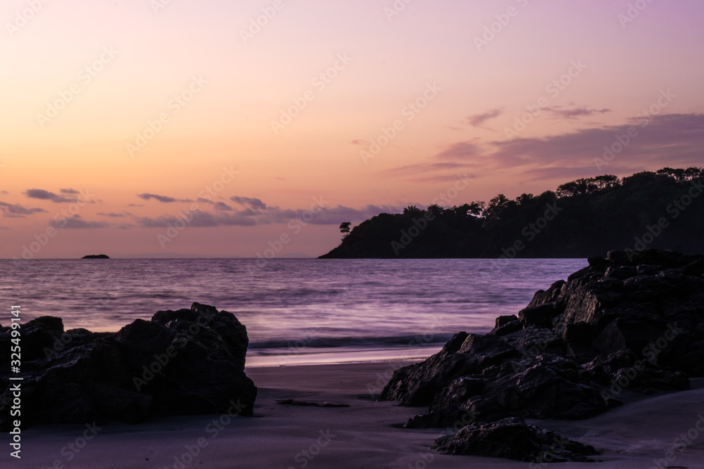 A colorful beach sunset in Panama