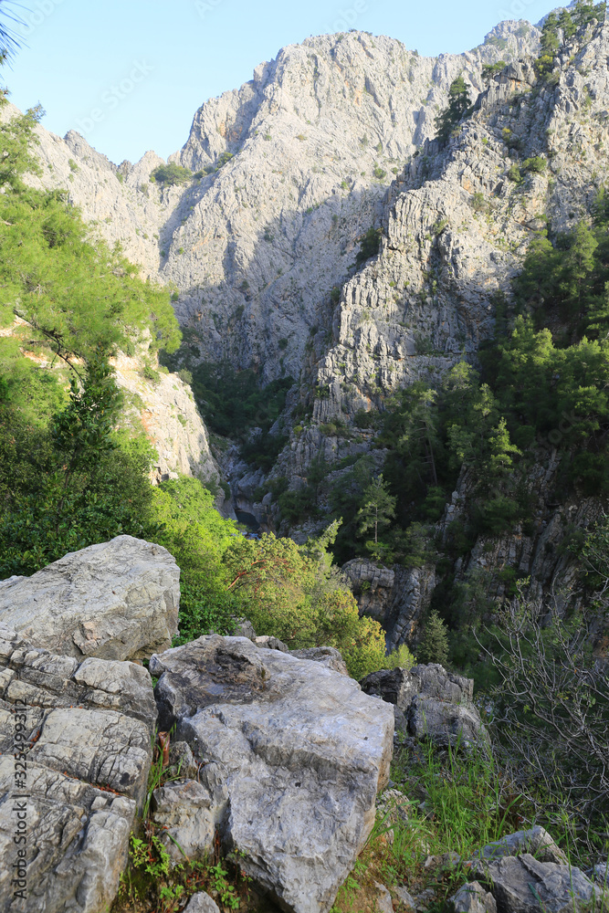 Morning scene with mountain rocks in Goynuk Canyon in Turkey