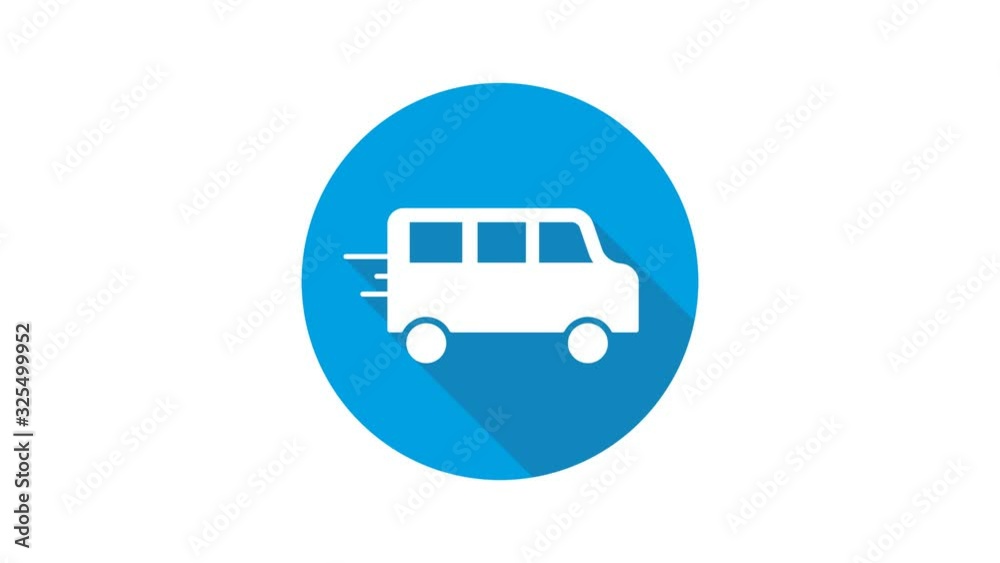 Blue motion graphic icon animation bus Blue motion graphic icon animation bus