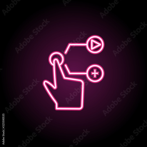 Finger, touch, phone, video neon icon. Simple thin line, outline vector of touch gesture icons for ui and ux, website or mobile application