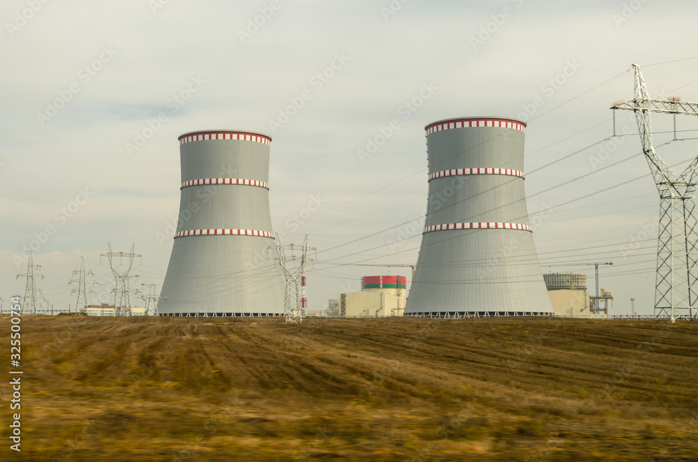 Belarusian nuclear power plant, summer landscape Belarusian nuclear power plant, summer landscape