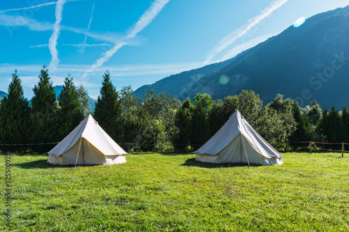 Two tipi tents in glamorous camping