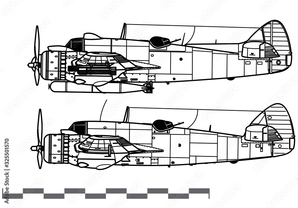 Bristol Beaufighter. World War 2 combat aircraft. Side view. Image for illustration. Bristol Beaufighter. World War 2 combat aircraft. Side view. Image for illustration.