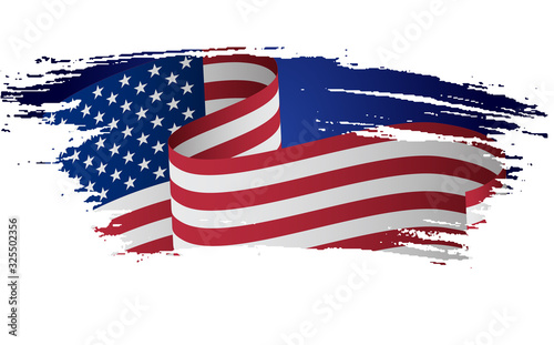 Grunge American flag. Flag of the USA, the United States of America in grunge style. USA, American flag with grunge texture for Independence, Veterans, Memorial, Labor, Presidents, Constitution Day.