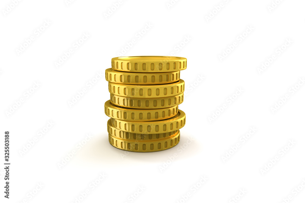 Yellow Coins Money with Shopping Cart Finance Concept Yellow Coins Money with Shopping Cart Finance Concept