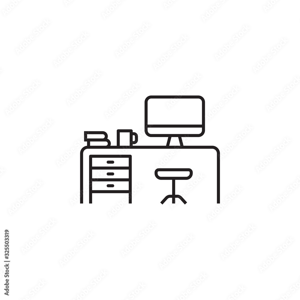 Office Desk Icon. Workplace and job, office, working sign. The table symbol. Work Station vector illustration. Trendy Flat style for graphic design, Web site, UI. EPS10. Office Desk Icon. Workplace and job, office, working sign. The table symbol. Work Station vector illustration. Trendy Flat style for graphic design, Web site, UI. EPS10.