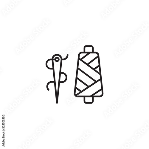 Thread spool and needle icon. Trendy Flat style for graphic design, Web site, UI. EPS10. Vector illustration