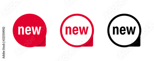 Red stickers or banners. Set of new vector isolated tags on white background. New red label tag.