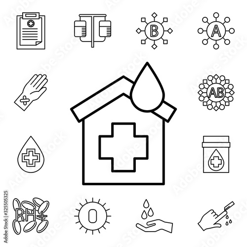 Hospital icon. Blood donation icons universal set for web and mobile