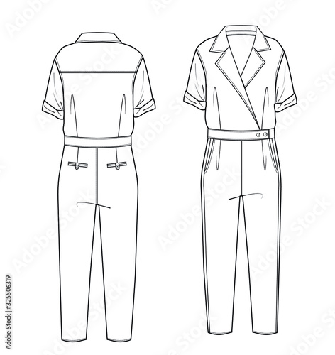 woman jumpsuit fashion design vector draw