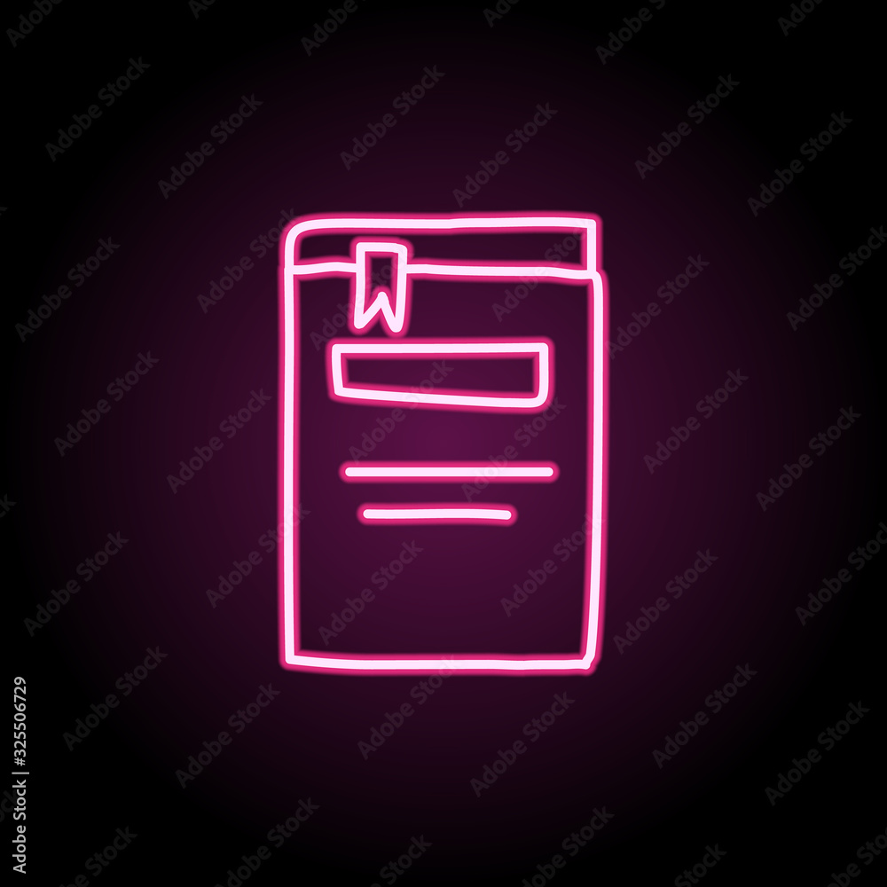 Book with a bookmark sketch neon icon. Simple thin line, outline vector of education icons for ui and ux, website or mobile application Book with a bookmark sketch neon icon. Simple thin line, outline vector of education icons for ui and ux, website or mobile application